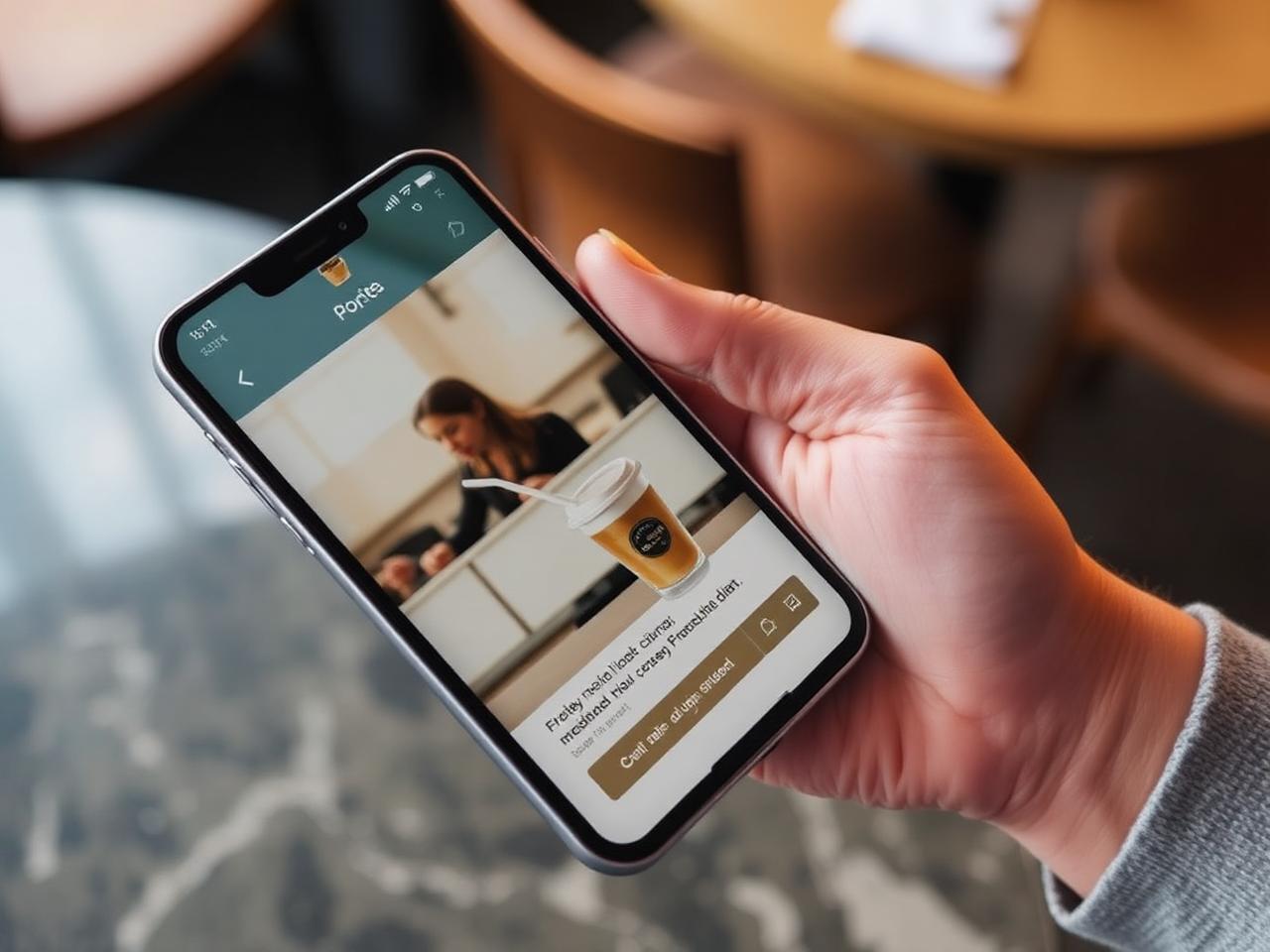 Phone showing coffee ordering app