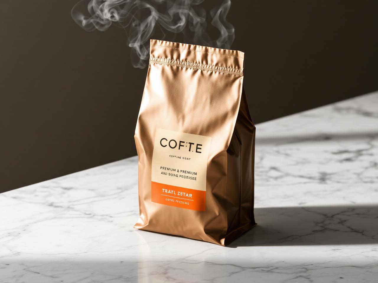 Premium coffee bag on marble surface