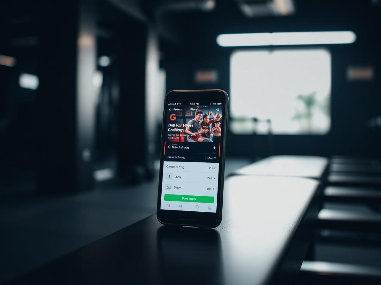 Phone showing gym class booking app