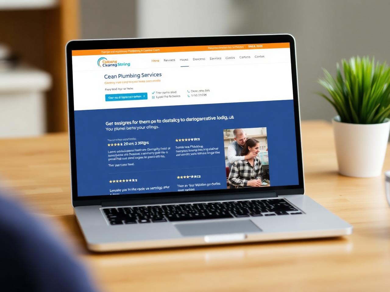 Laptop showing plumbing services website
