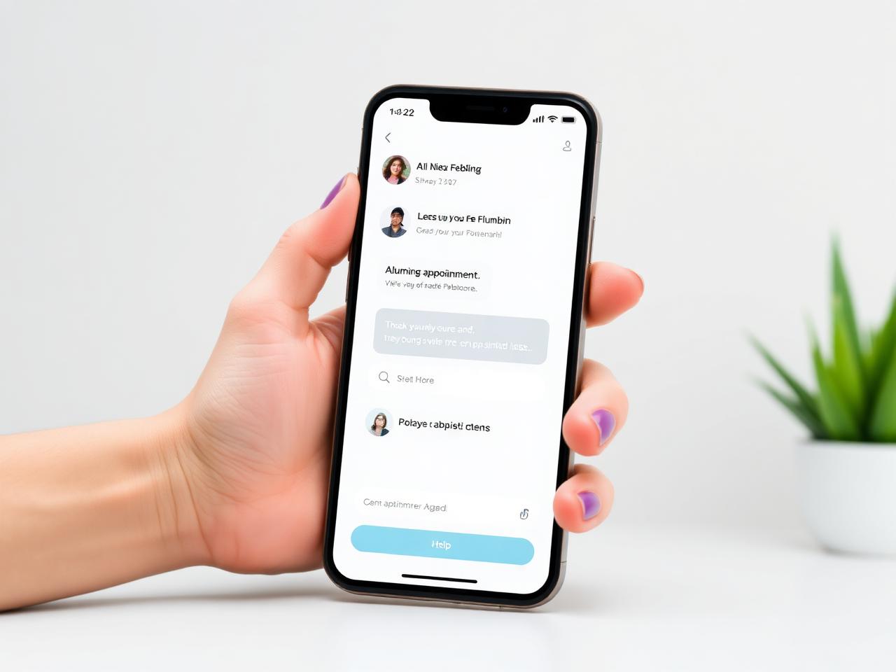 Phone showing AI booking chat agent
